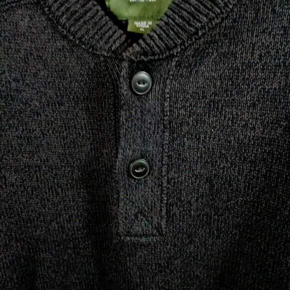 EDDIE BAUER MEN'S PULL-OVER SWEATER SIZE XL DARK GREY 3/4 BUTTONS FRONT CLOSURE - Picture 8 of 8